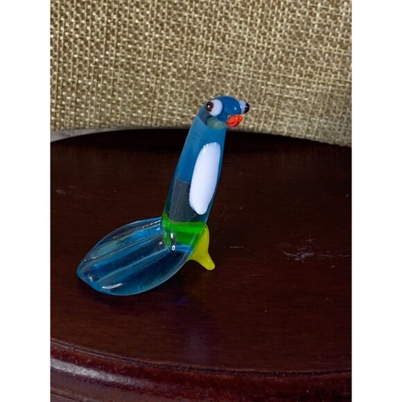 Blown Glass Blue Bird figure Vintage 2 inch tall - Picture 7 of 9
